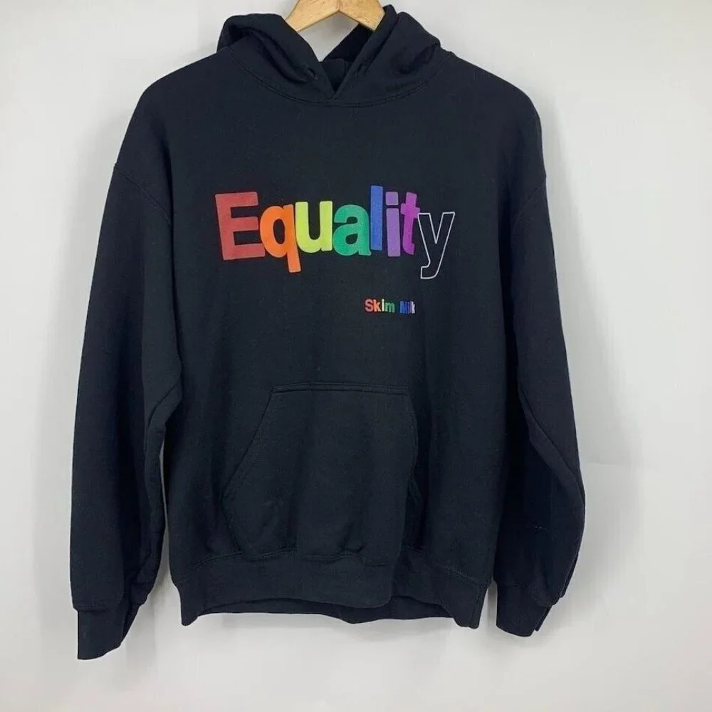 Skim Milk Men's Equality Rainbow 100% Cotton Long Sleeve Hoodie Size S